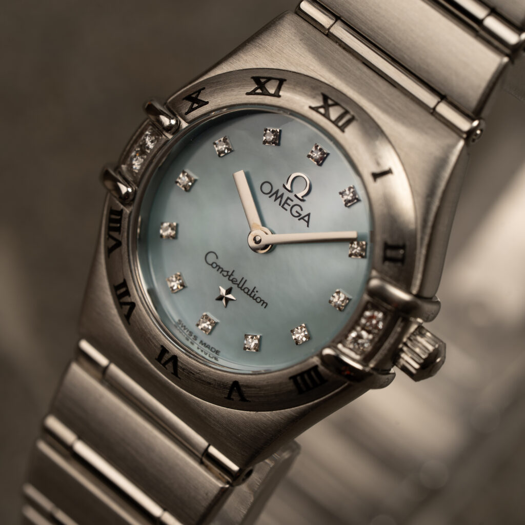 Omega Constellation | błekitna tarcza MOP z diamentami | Baby Blue