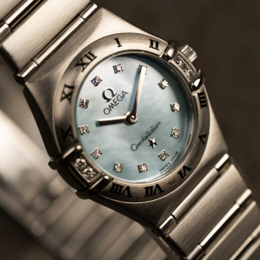 Omega Constellation | Błękitna tarcza MOP | 16 diamentów | Baby Blue