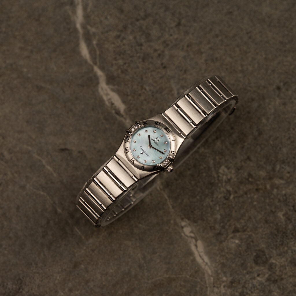 Omega Constellation | błekitna tarcza MOP z diamentami | Baby Blue
