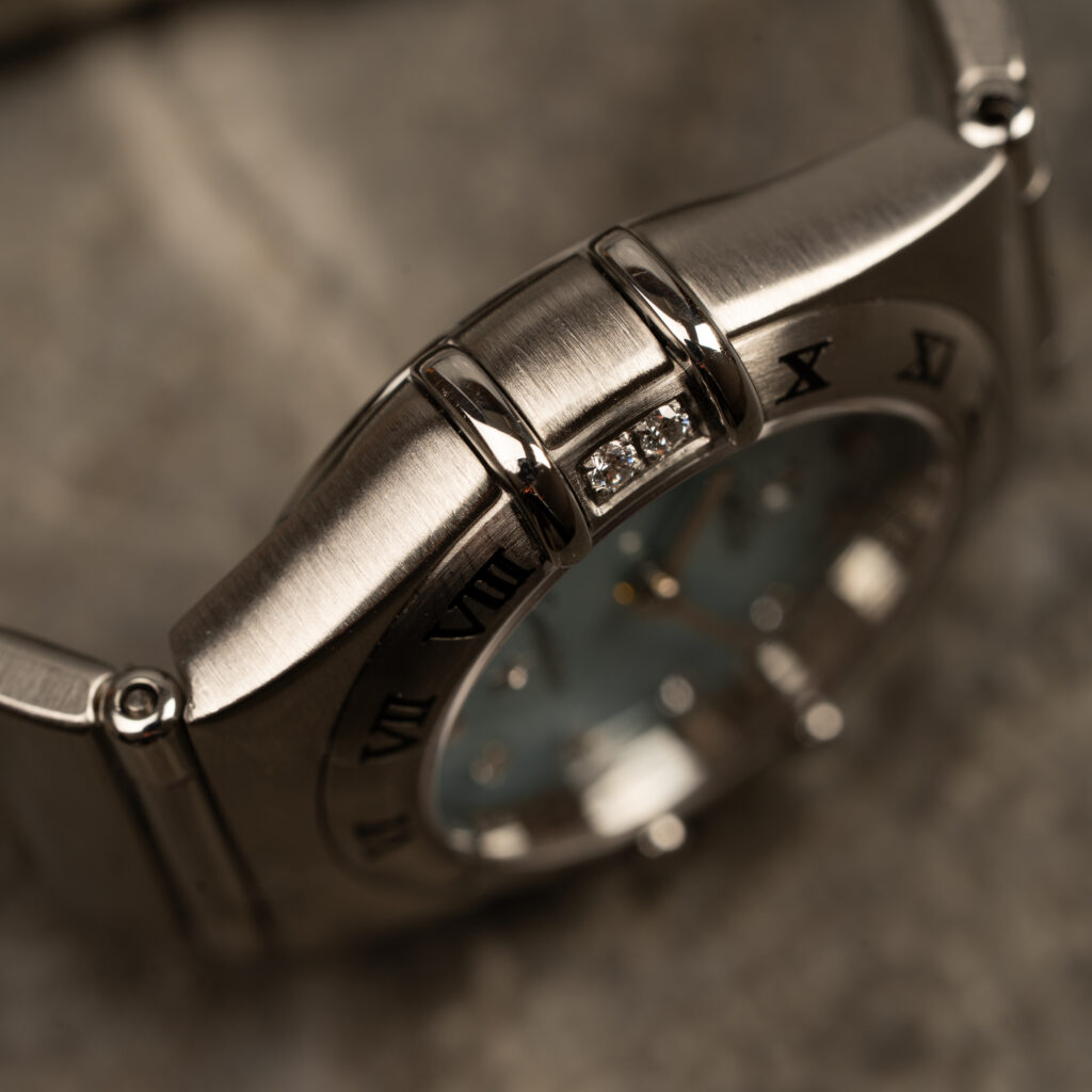 Omega Constellation | błekitna tarcza MOP z diamentami | Baby Blue